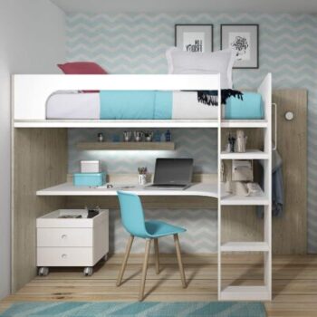 ROS Furniture - Letto a soppalco con scrivania completa 4