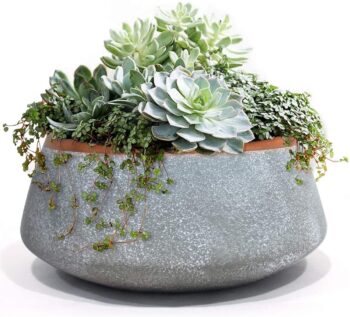 Vasi grandi in ceramica per piante grasse - Per uso interno o esterno - Con drenaggio - 20,3 cm - Grigio 32
