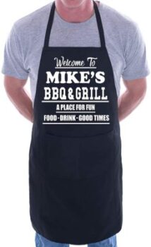 Tablier personnalisé Welcome To Mike's BBQ & Grill Noir 16