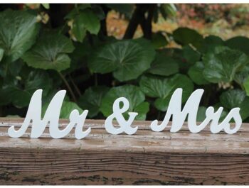 Lettere in legno bianco vintage Mr & Mrs Amajoy 6