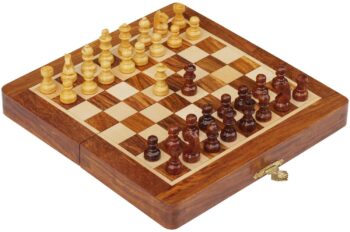 Set di scacchi fatto a mano in palissandro e noce 19