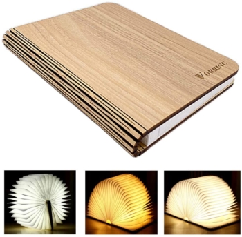 VORRINC - Libro lampada a LED in legno 55