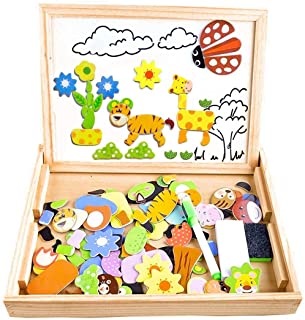 COOLJOY Set di 100 giocattoli di legno magnetici 35