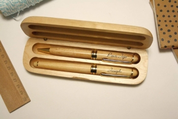 Coffret 2 stylos personnalisés en bois