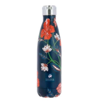 Bottiglia isotermica blu con fiori 38